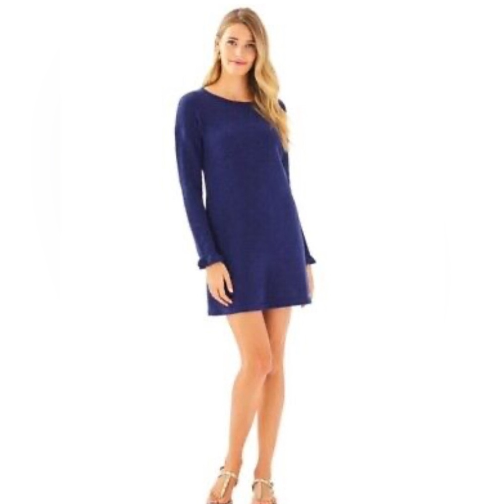 NWT! Lilly Pulitzer Galen Sweater Dress in True Navy Size Medium - Picture 2 of 9